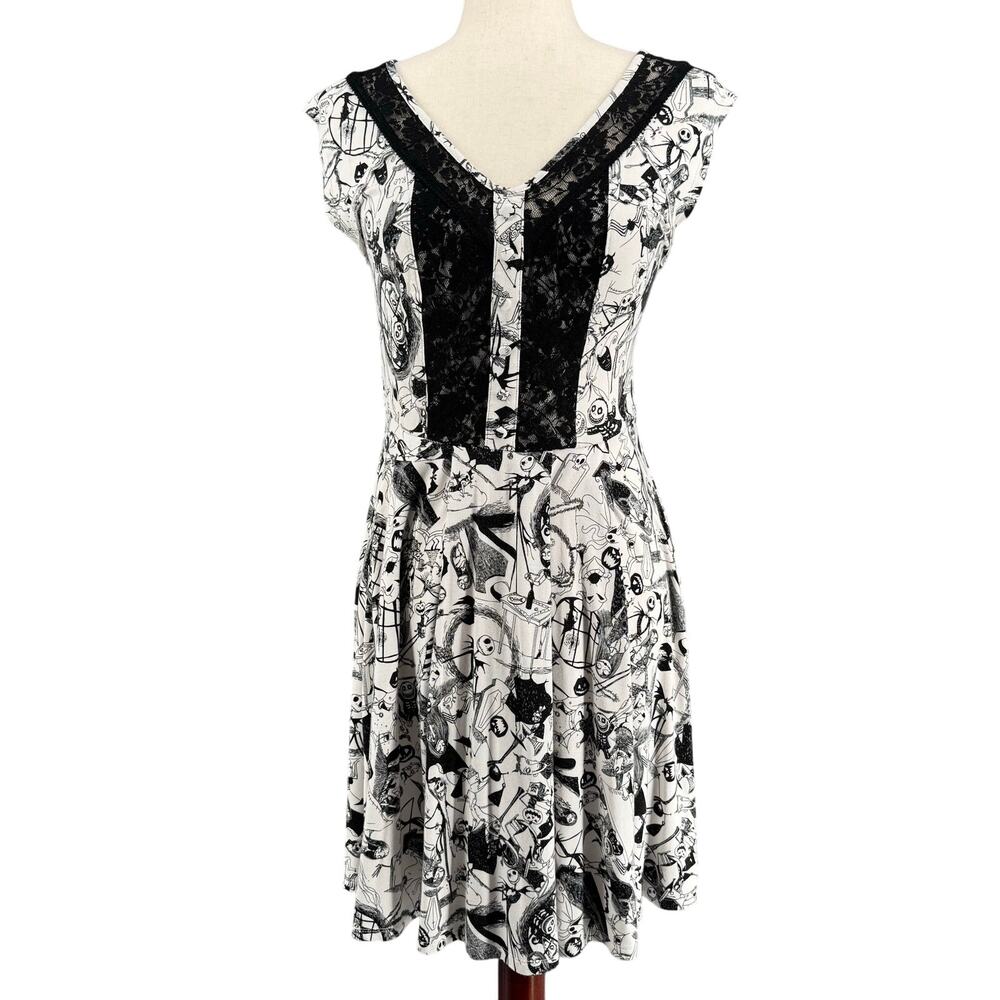 DIsney Tim Burton‎ Nghtmare Before Christmas Dress Womens S White Black